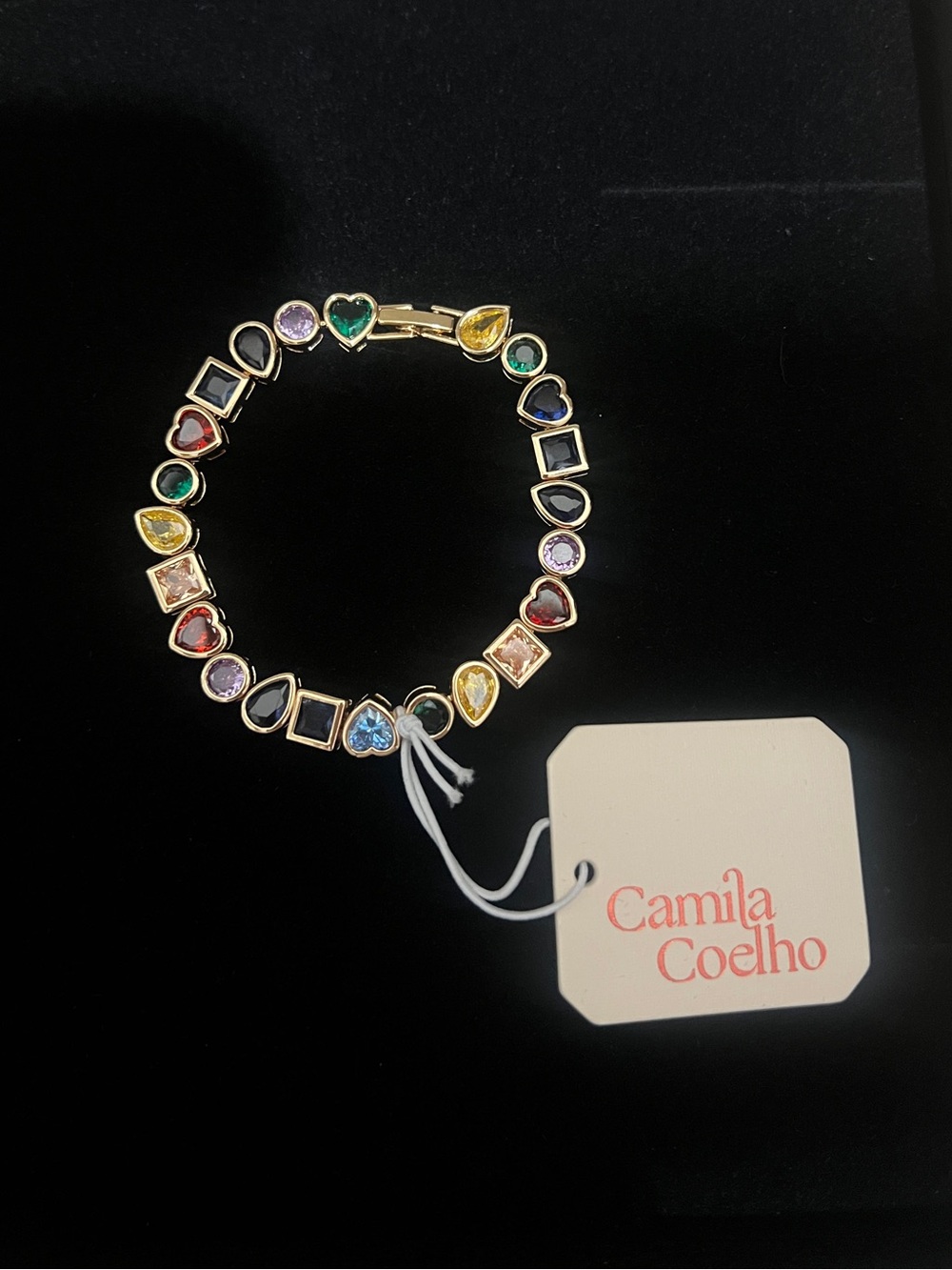 Viral Camila Coelho | Vibrant Rainbow CZ Heart Tennis Bracelet 💛🩵💚❤️